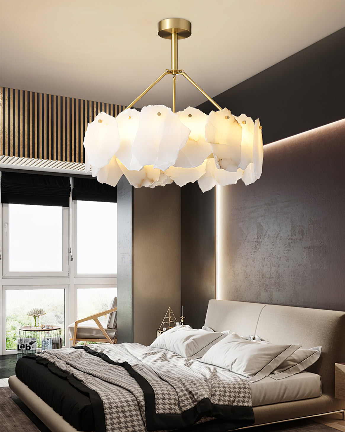 Telen Chandelier Alabaster Layered Halo