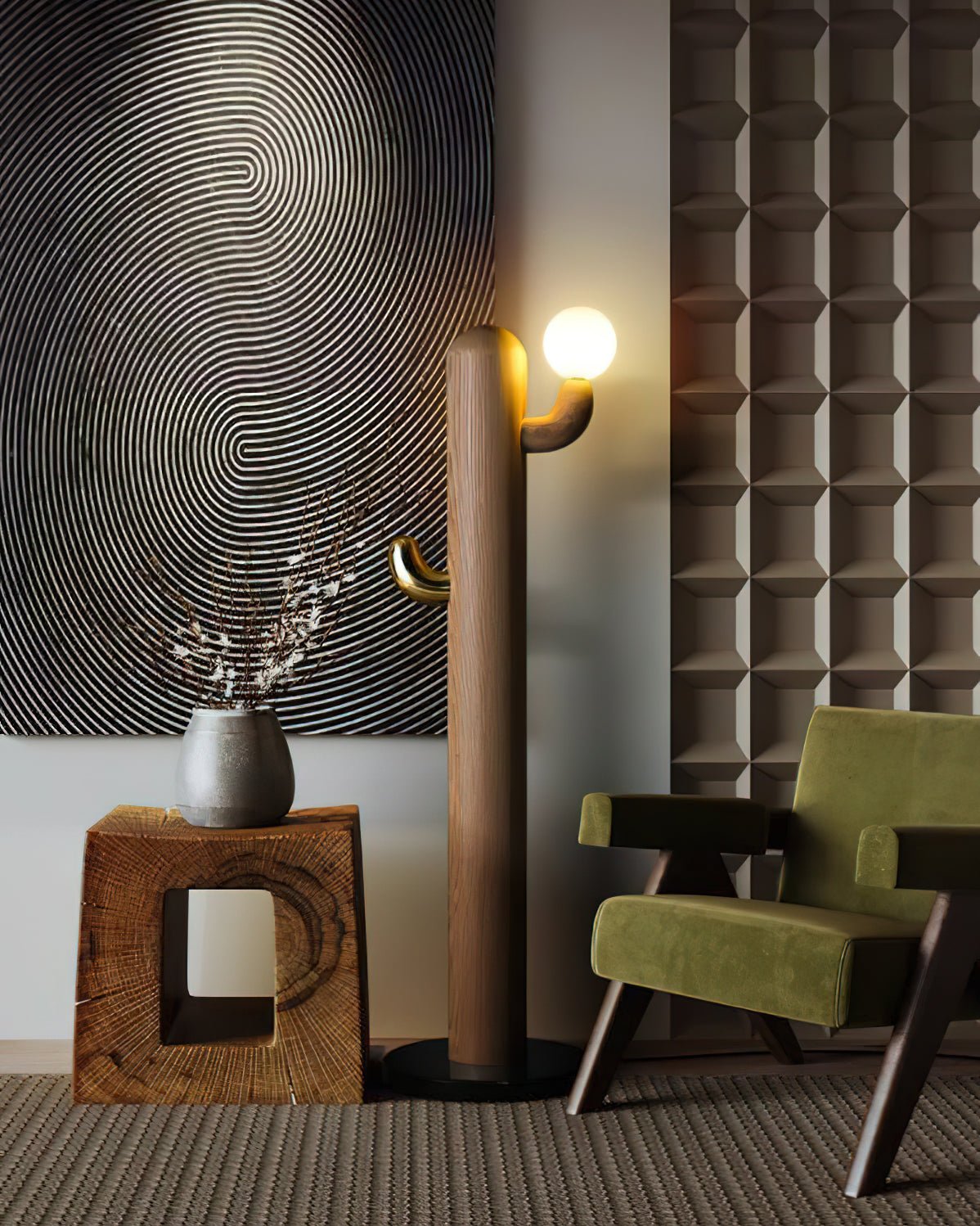 Blaze Cactus Wood Floor Lamp