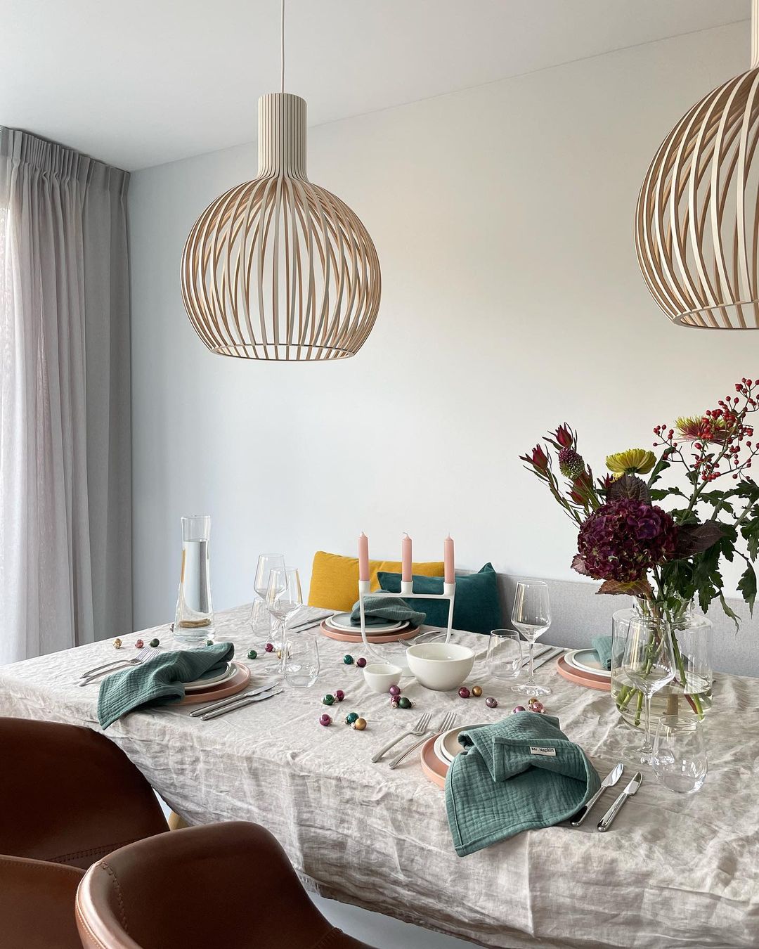Avenorielle Sculptural Birch Open-Frame Pendant Lamp