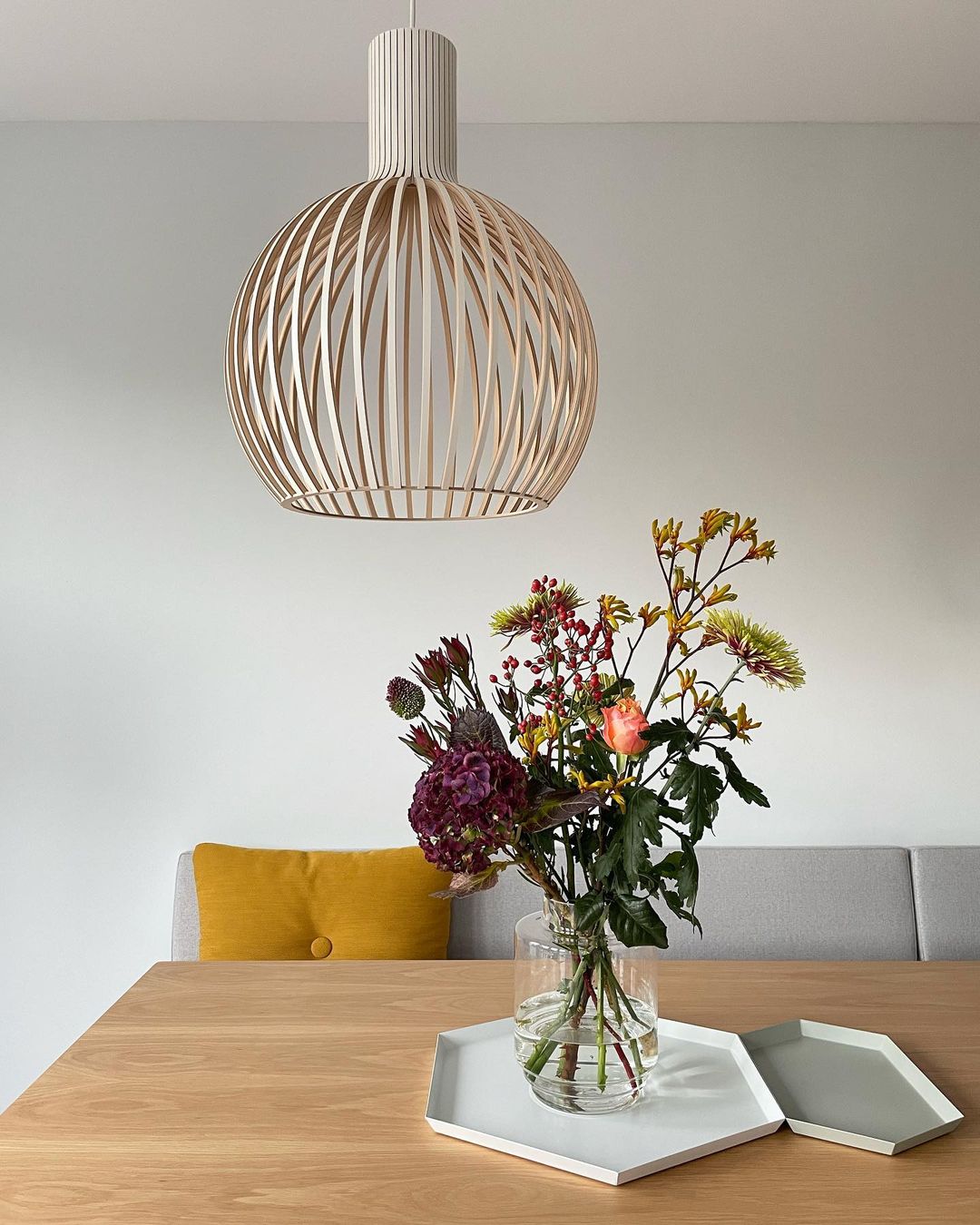 Avenorielle Sculptural Birch Open-Frame Pendant Lamp