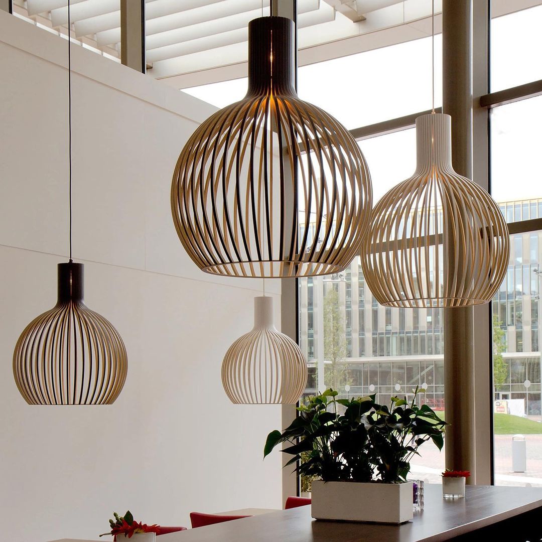 Avenorielle Sculptural Birch Open-Frame Pendant Lamp
