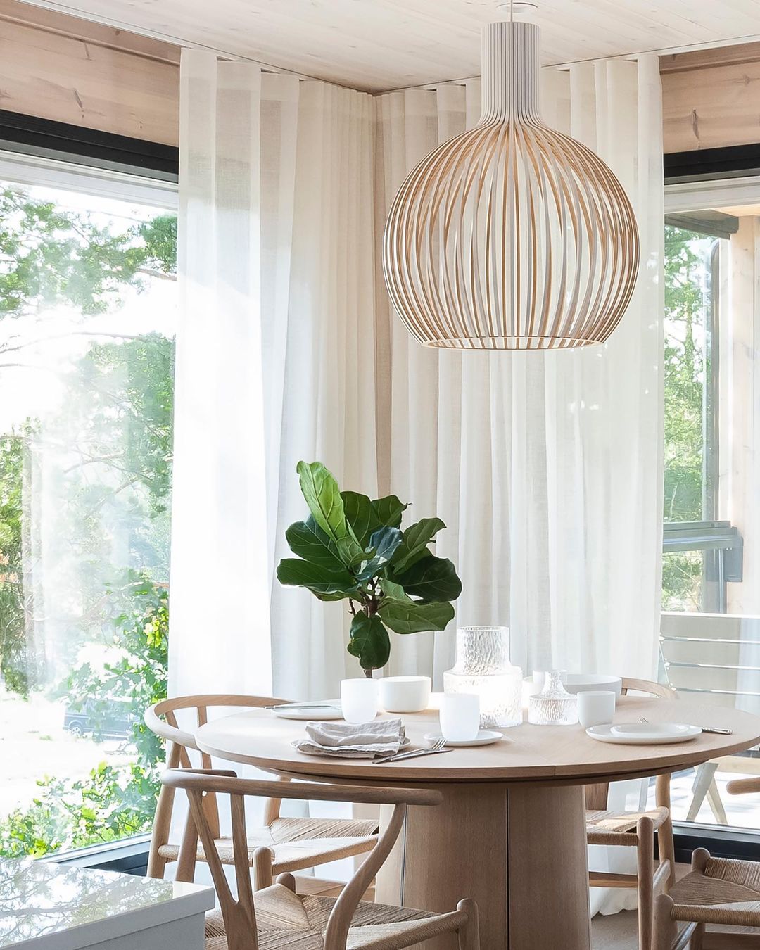 Avenorielle Sculptural Birch Open-Frame Pendant Lamp