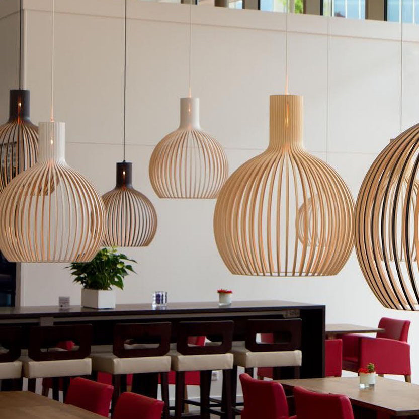 Avenorielle Sculptural Birch Open-Frame Pendant Lamp