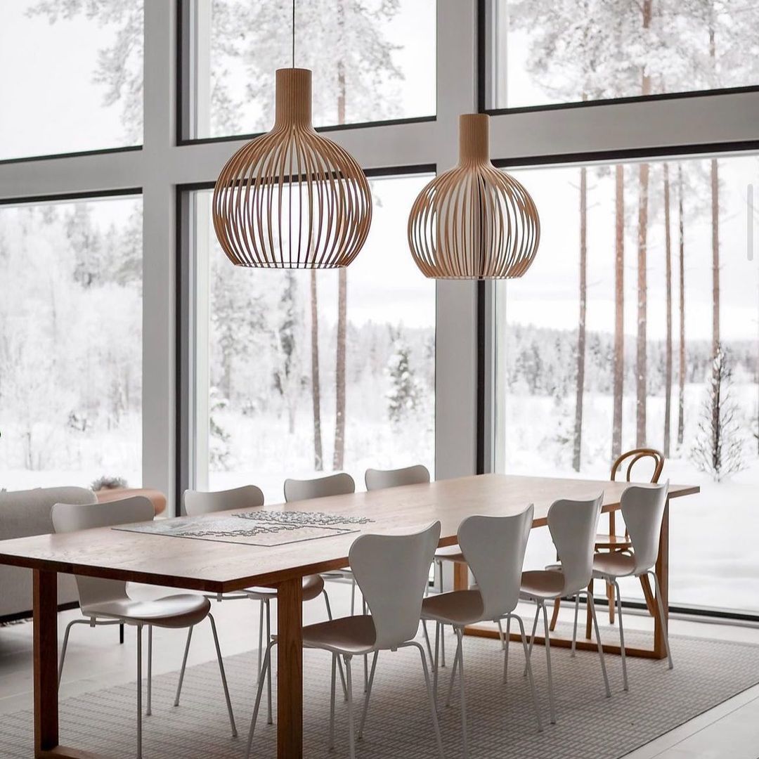 Avenorielle Sculptural Birch Open-Frame Pendant Lamp