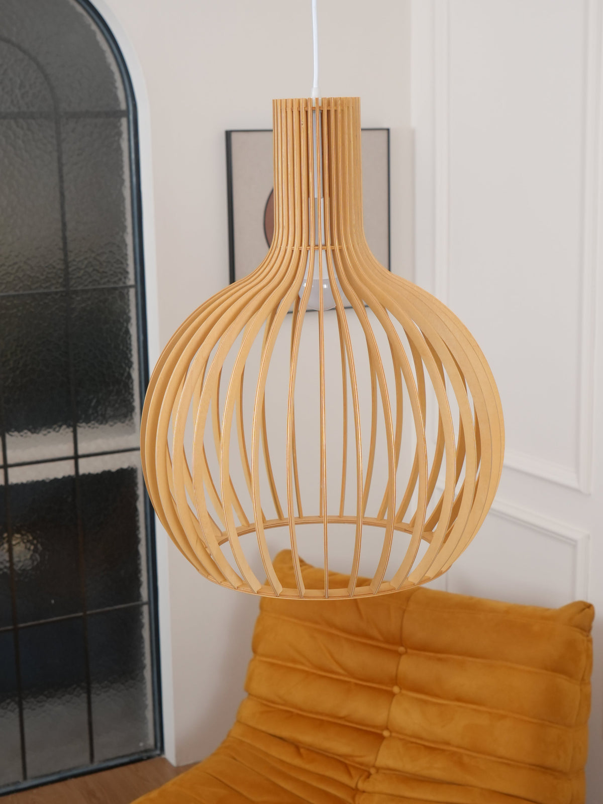 Avenorielle Sculptural Birch Open-Frame Pendant Lamp