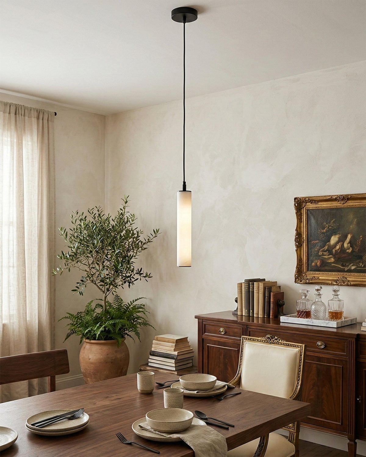 Niverena Alabaster Tube Pendant Lamp