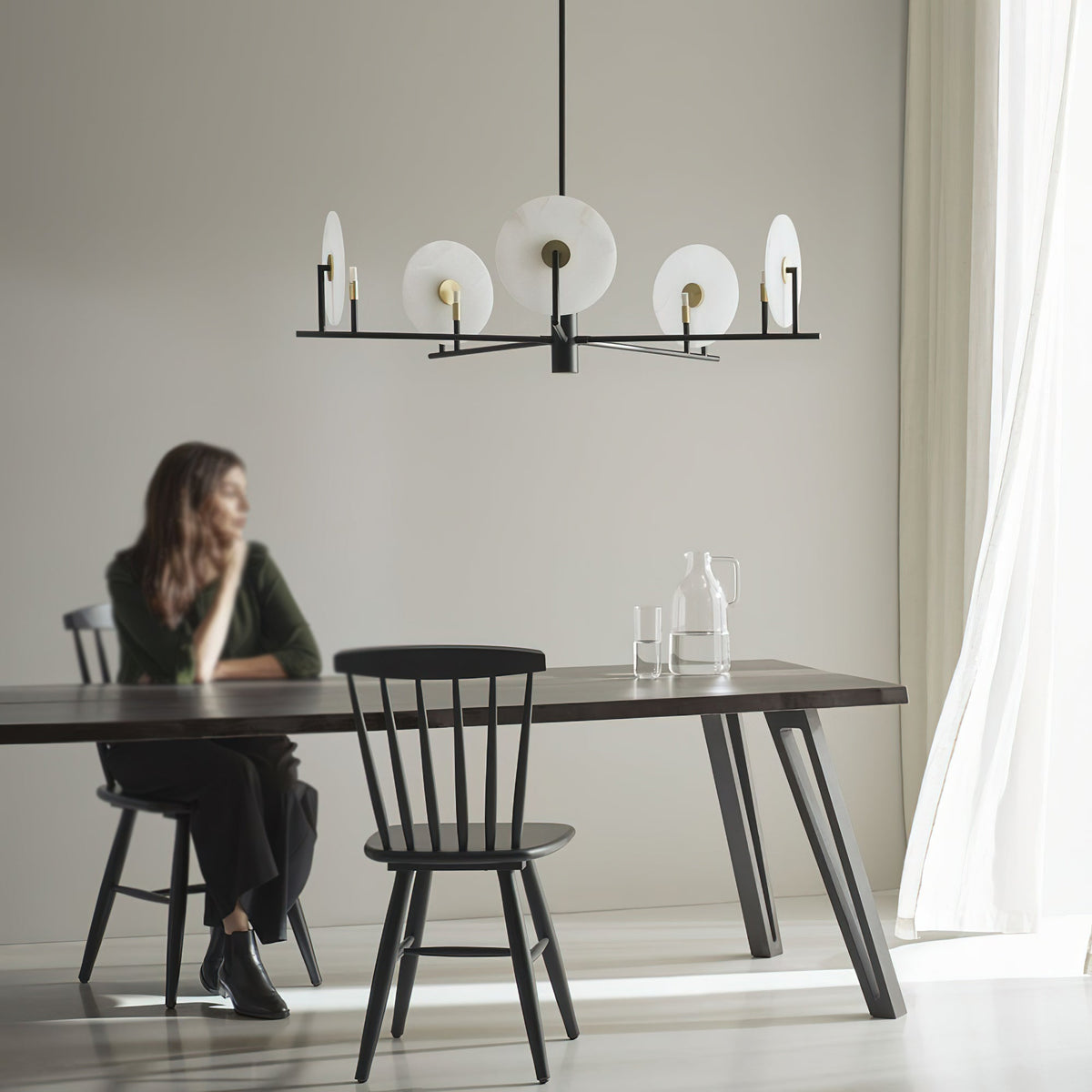 Nivorelle Chandelier Alabaster Moon Discs
