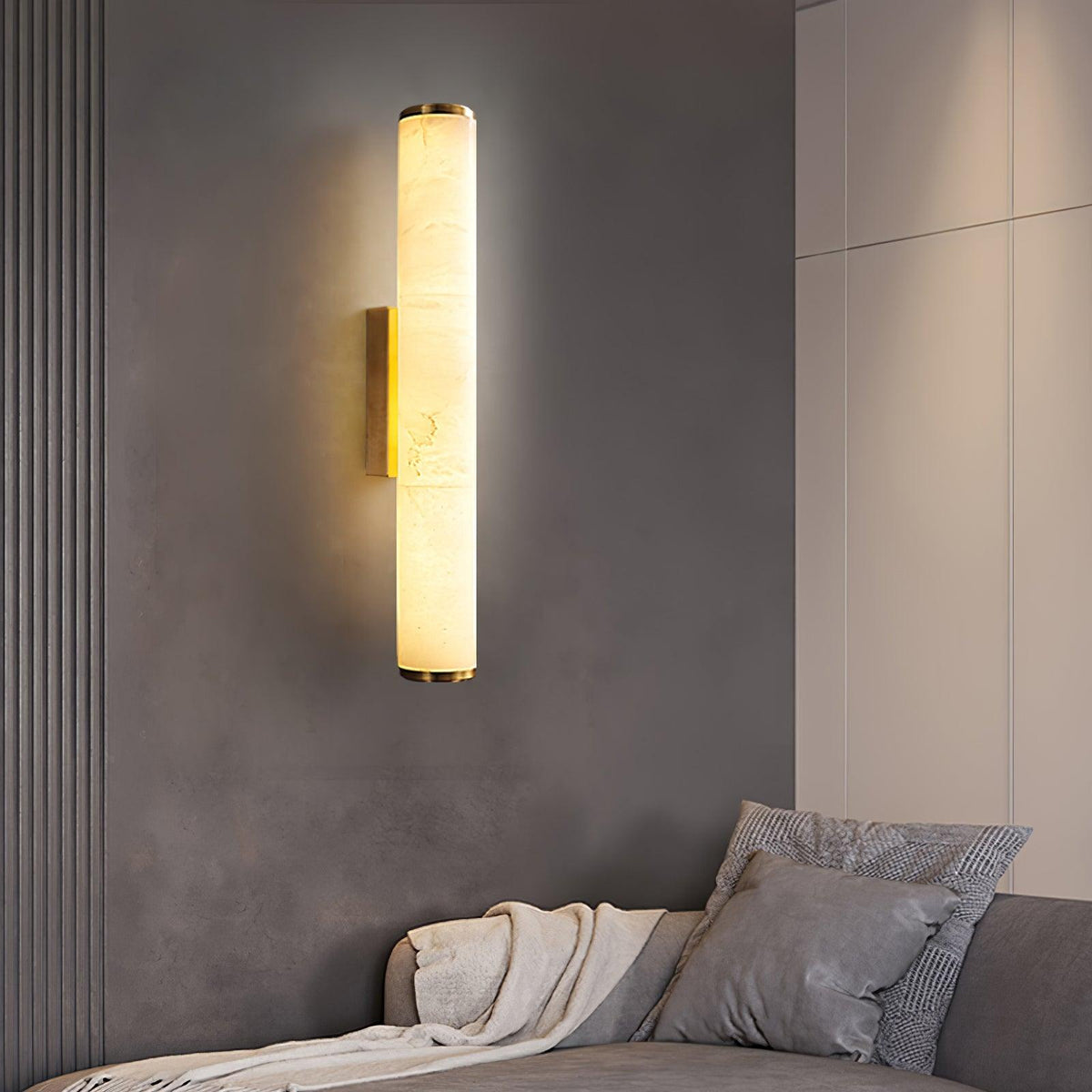 Wegobam Alabaster Vertical Cylindrical Wall Lamp