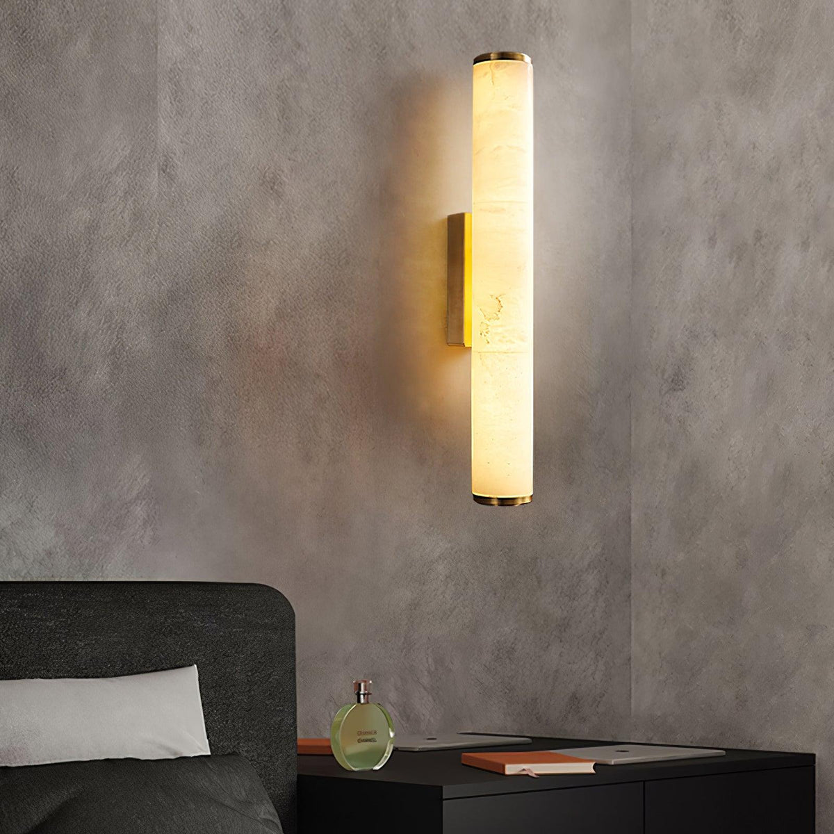 Wegobam Alabaster Vertical Cylindrical Wall Lamp