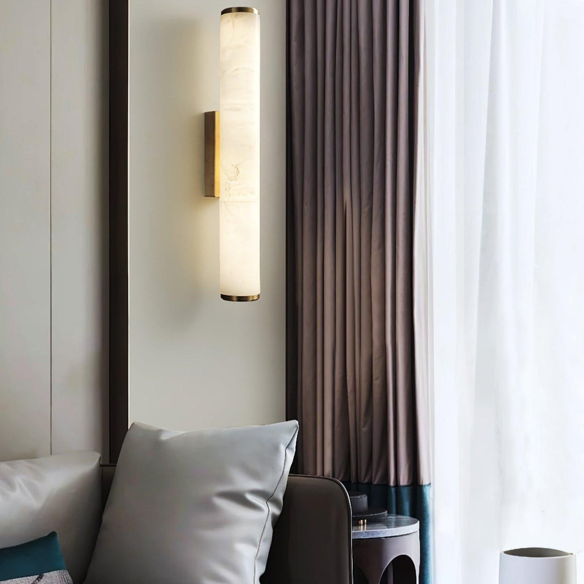 Wegobam Alabaster Vertical Cylindrical Wall Lamp
