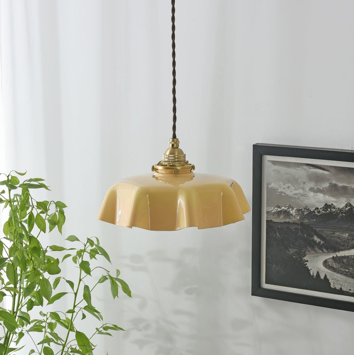 Sepalom Farmhouse Ruffled Pendant Light