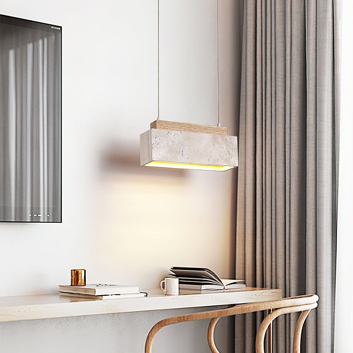 Ciraeila Rectangular Travertine Pendant Light