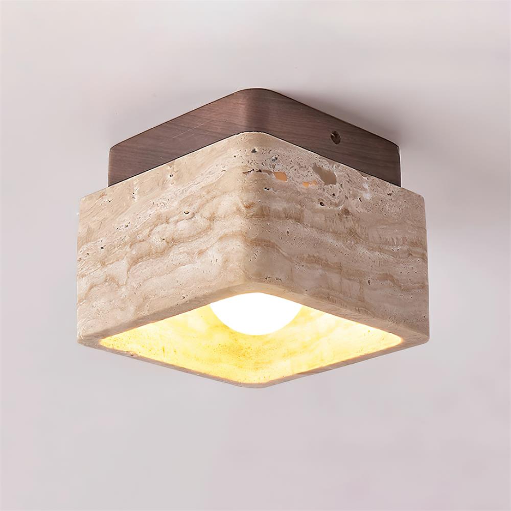 Veloria Ceiling Light Travertine Square Flush Mount
