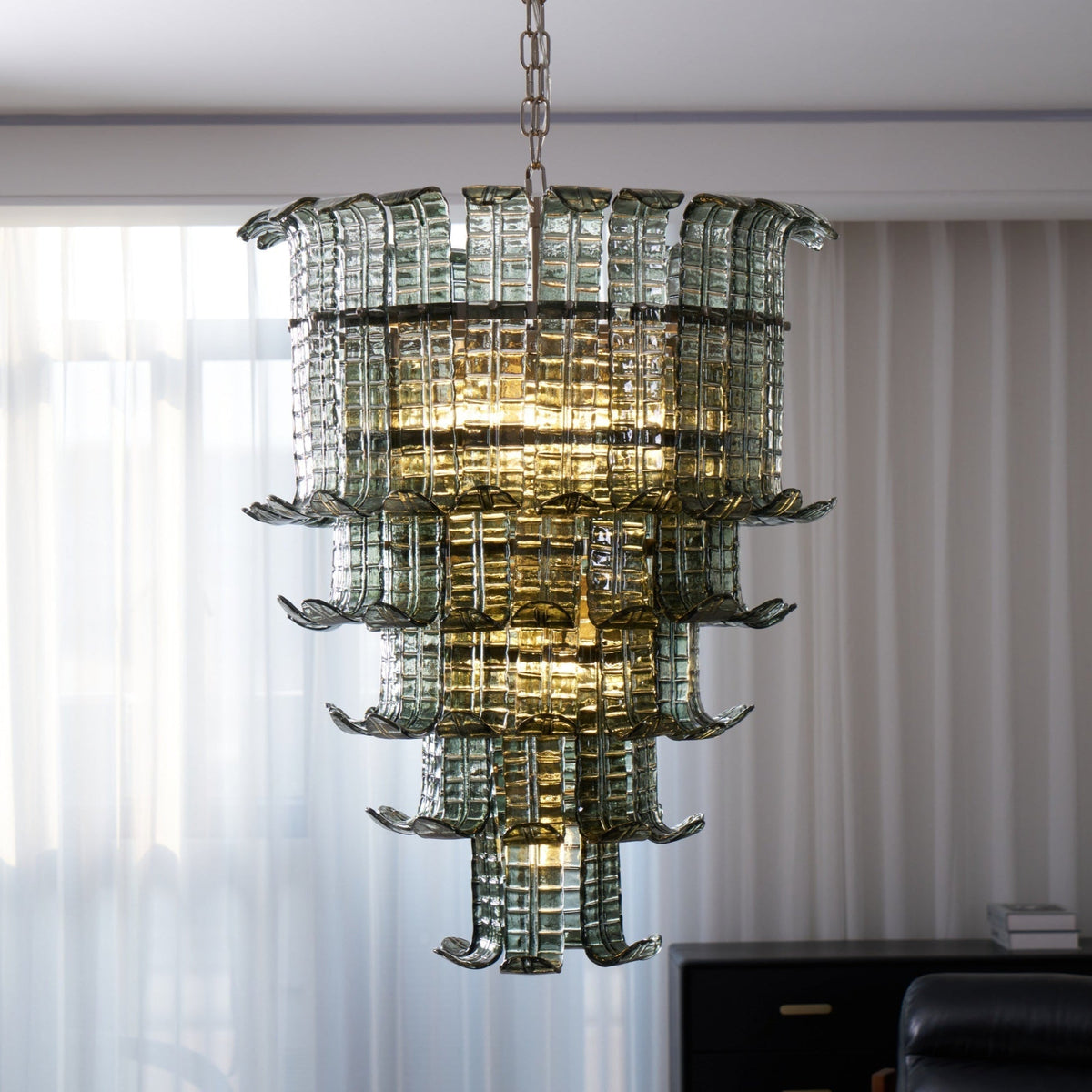 Yisk Chandelier Cascade Murano Glass Tiered Vintage