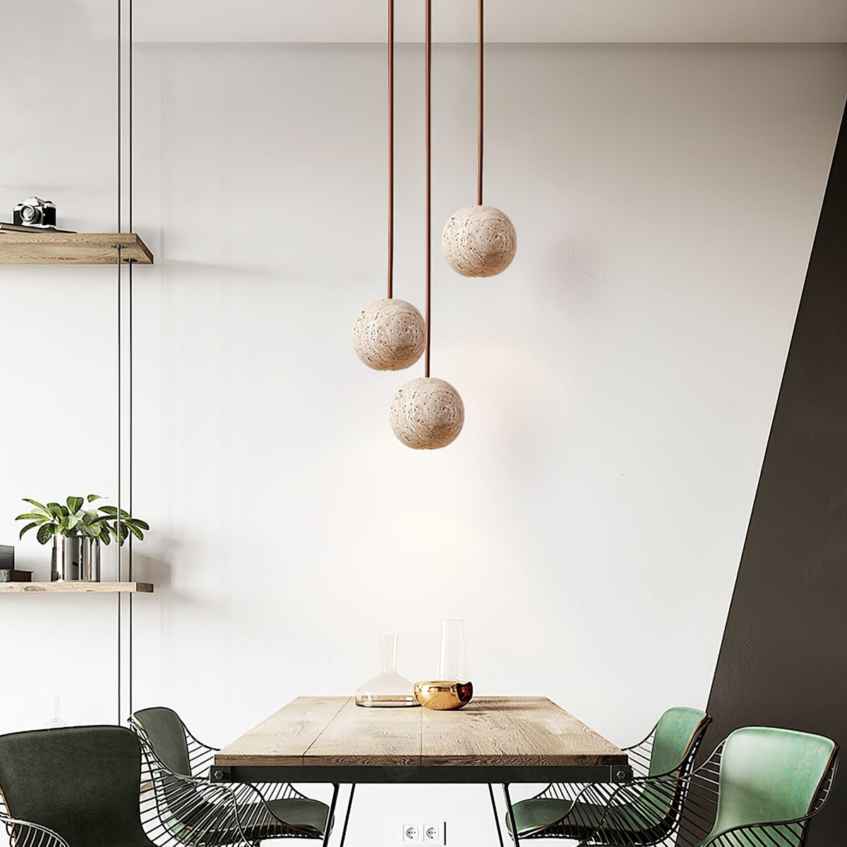 Trio Travertine Pendant Light