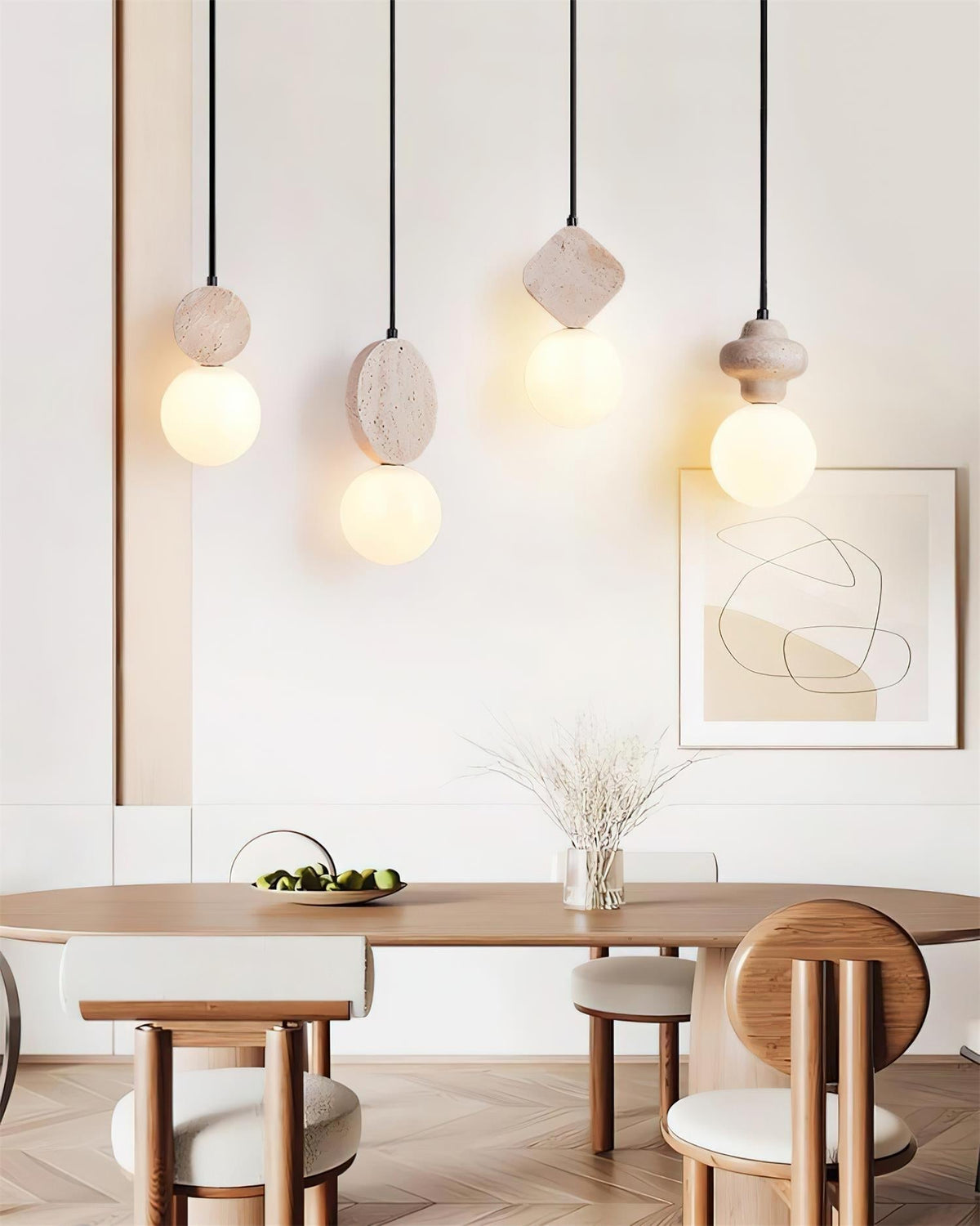 Terra Travertine Geometric Pendant Light