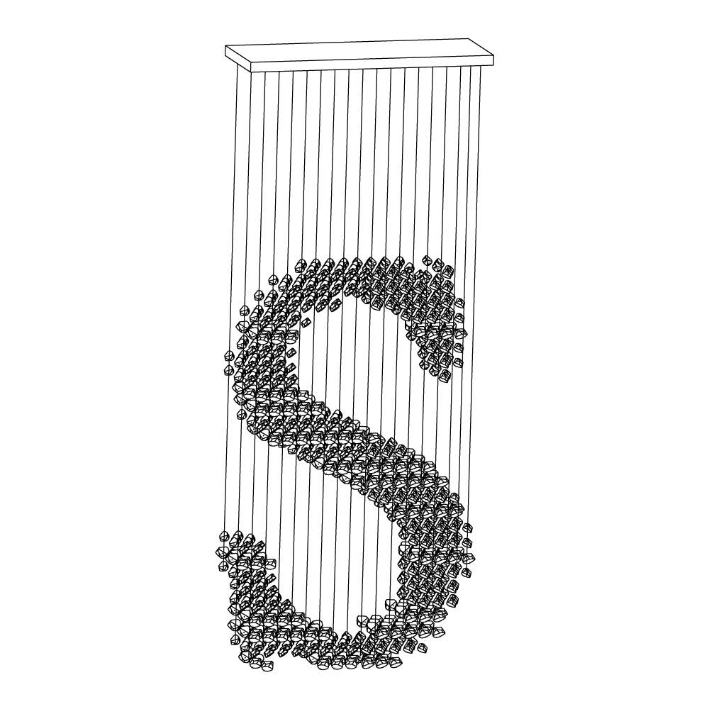 Selorella Charcoal Stone Sculptural Chandelier Letter S to Z