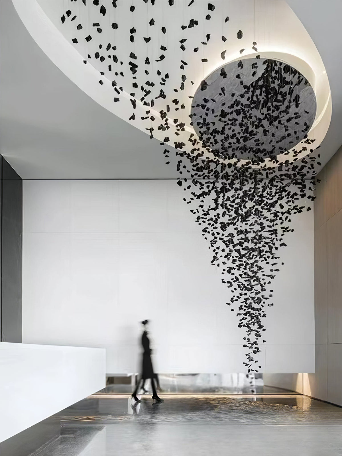 Selisaine Charcoal Stone Shape Hourglass Sculptural Chandelier