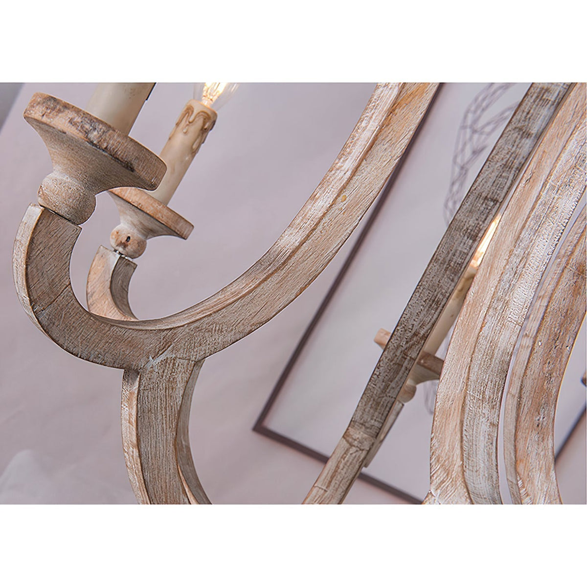Rinoriel Vintage Industrial Hand-carved Wooden Chandelier