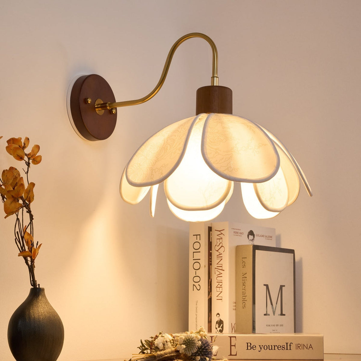 Dasilum Wall Lamp Floral Wood Fabirc