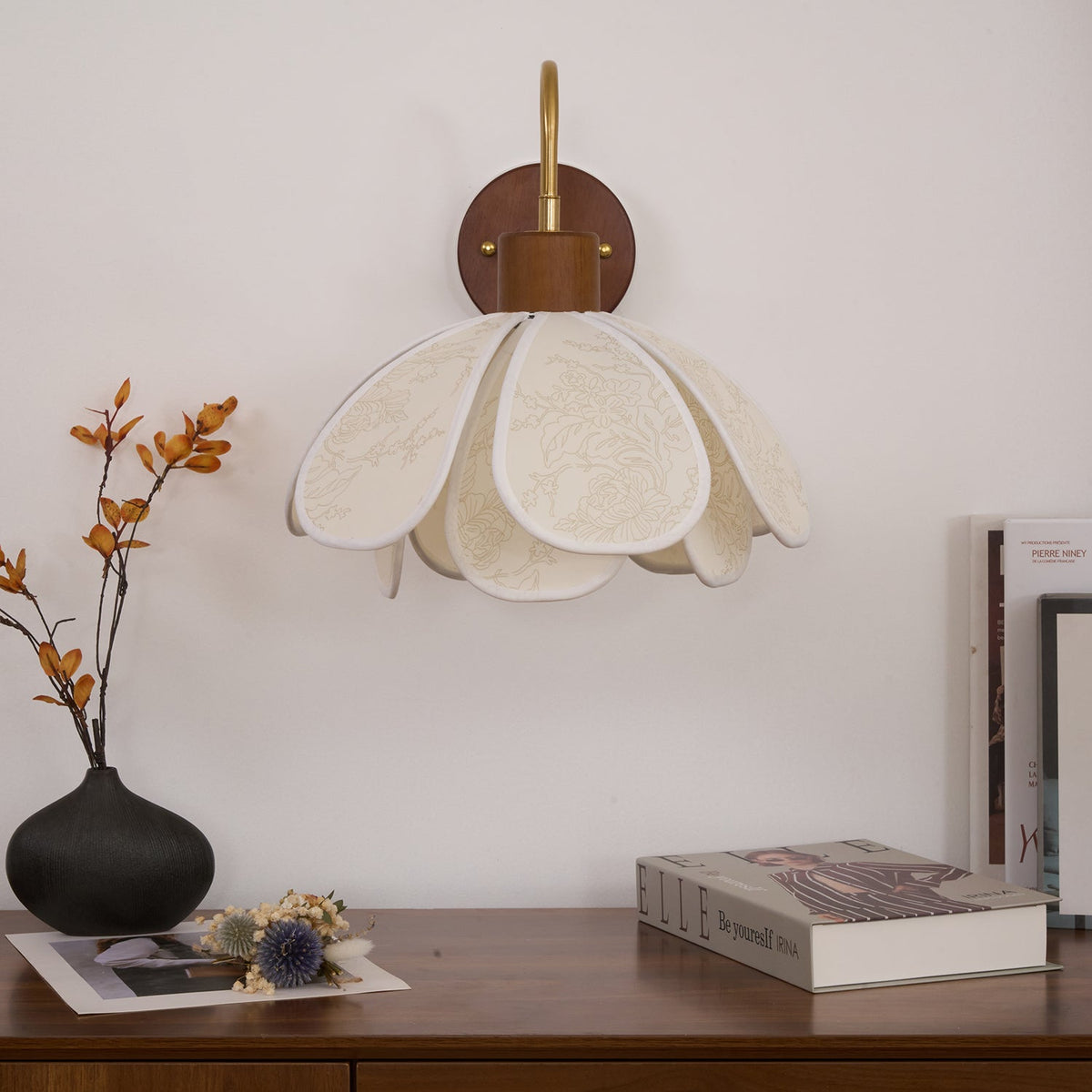 Dasilum Wall Lamp Floral Wood Fabirc