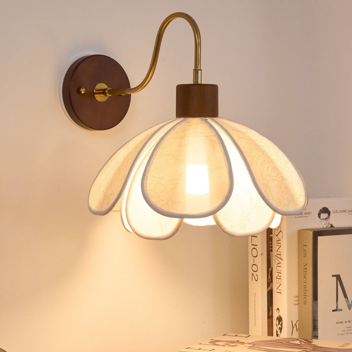 Dasilum Wall Lamp Floral Wood Fabirc