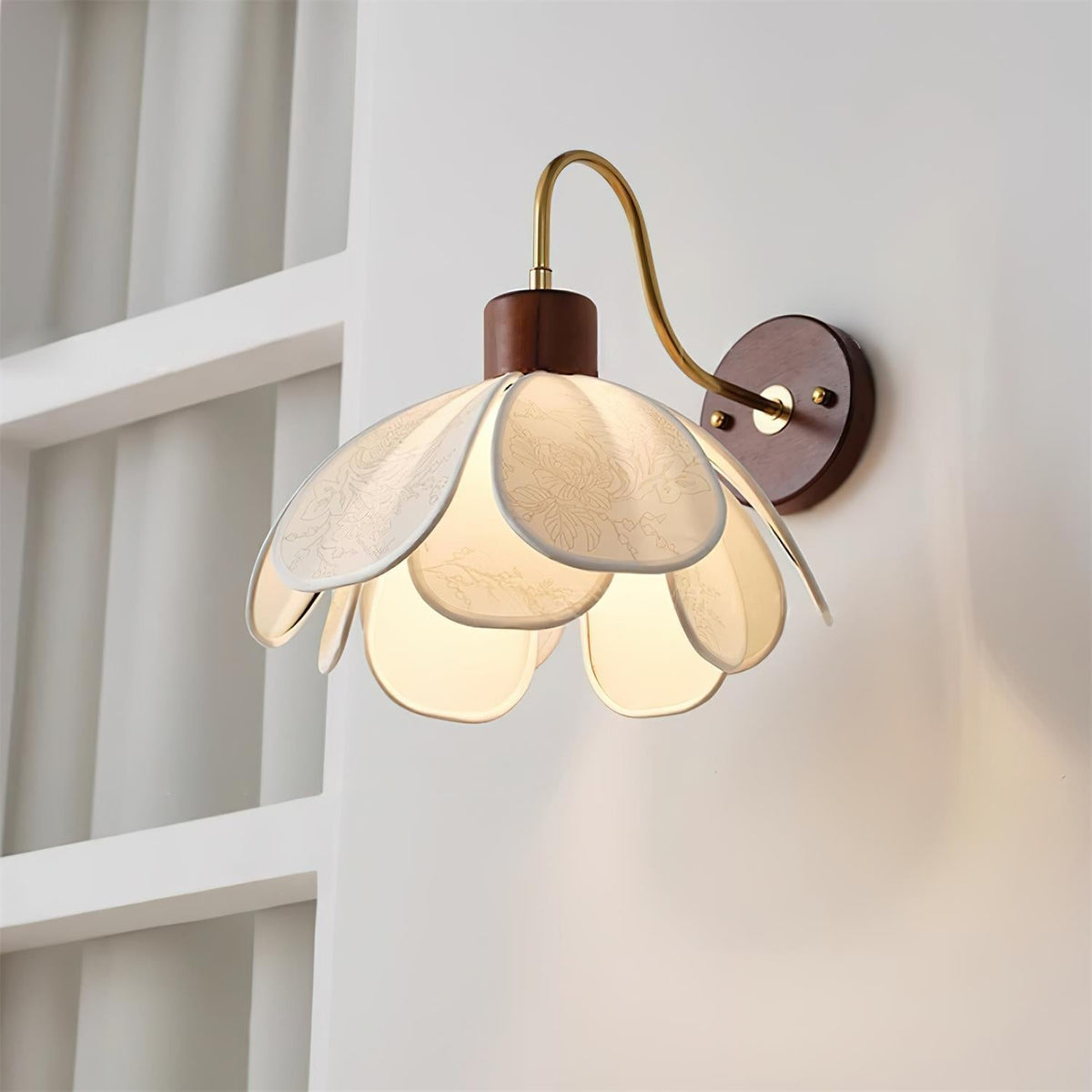 Dasilum Wall Lamp Floral Wood Fabirc