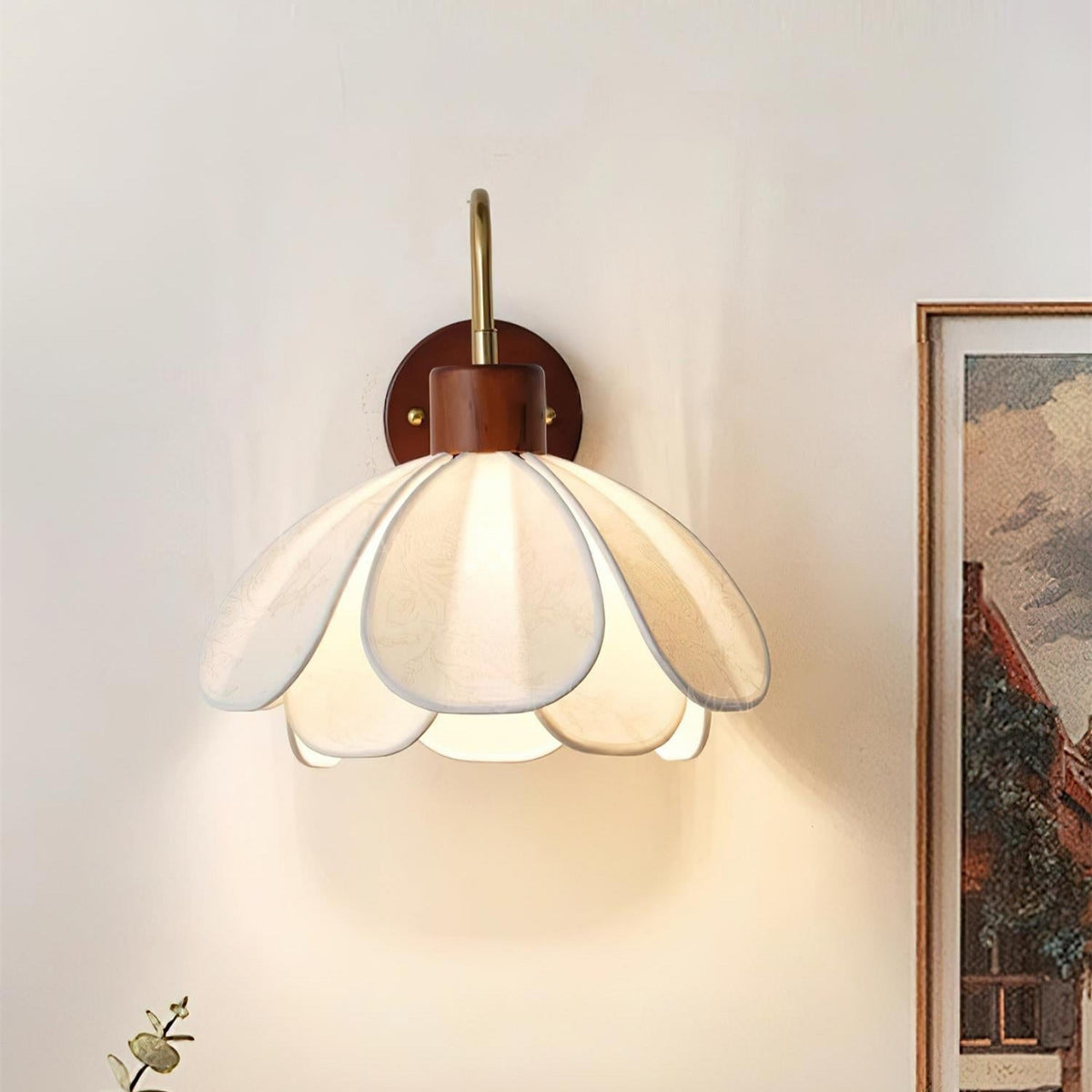 Dasilum Wall Lamp Floral Wood Fabirc