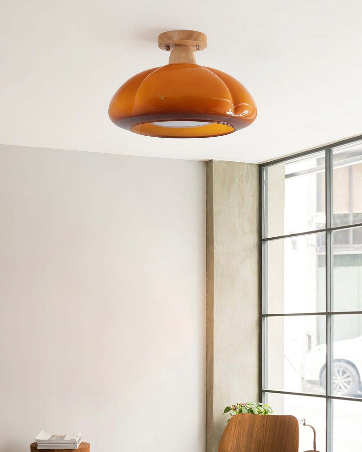 Riva Amber Glass Semi Flush Mount Ceiling Light