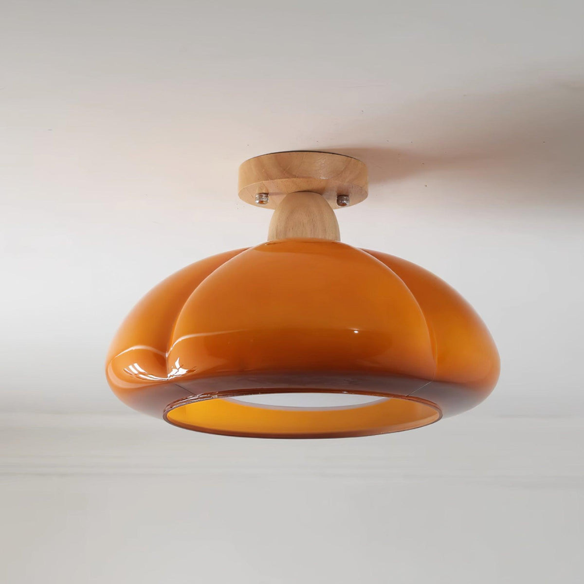 Riva Amber Glass Semi Flush Mount Ceiling Light