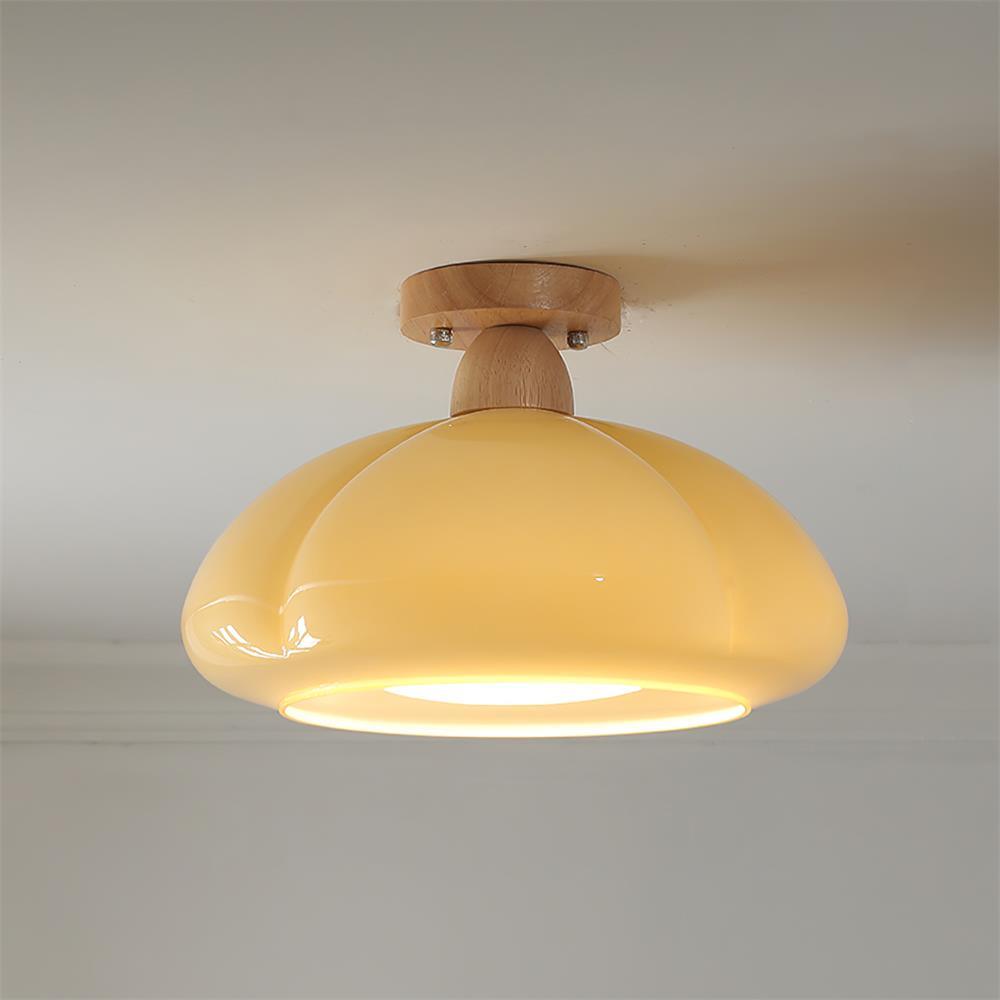 Riva Amber Glass Semi Flush Mount Ceiling Light