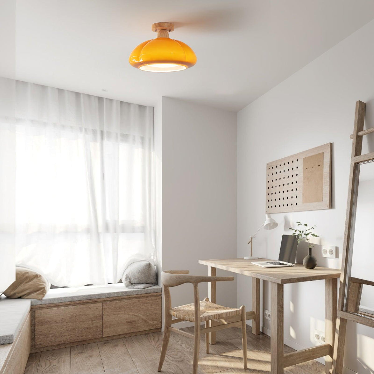 Riva Amber Glass Semi Flush Mount Ceiling Light