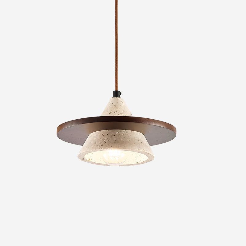 Sereora Pendant Light Wooen Disc Travertine