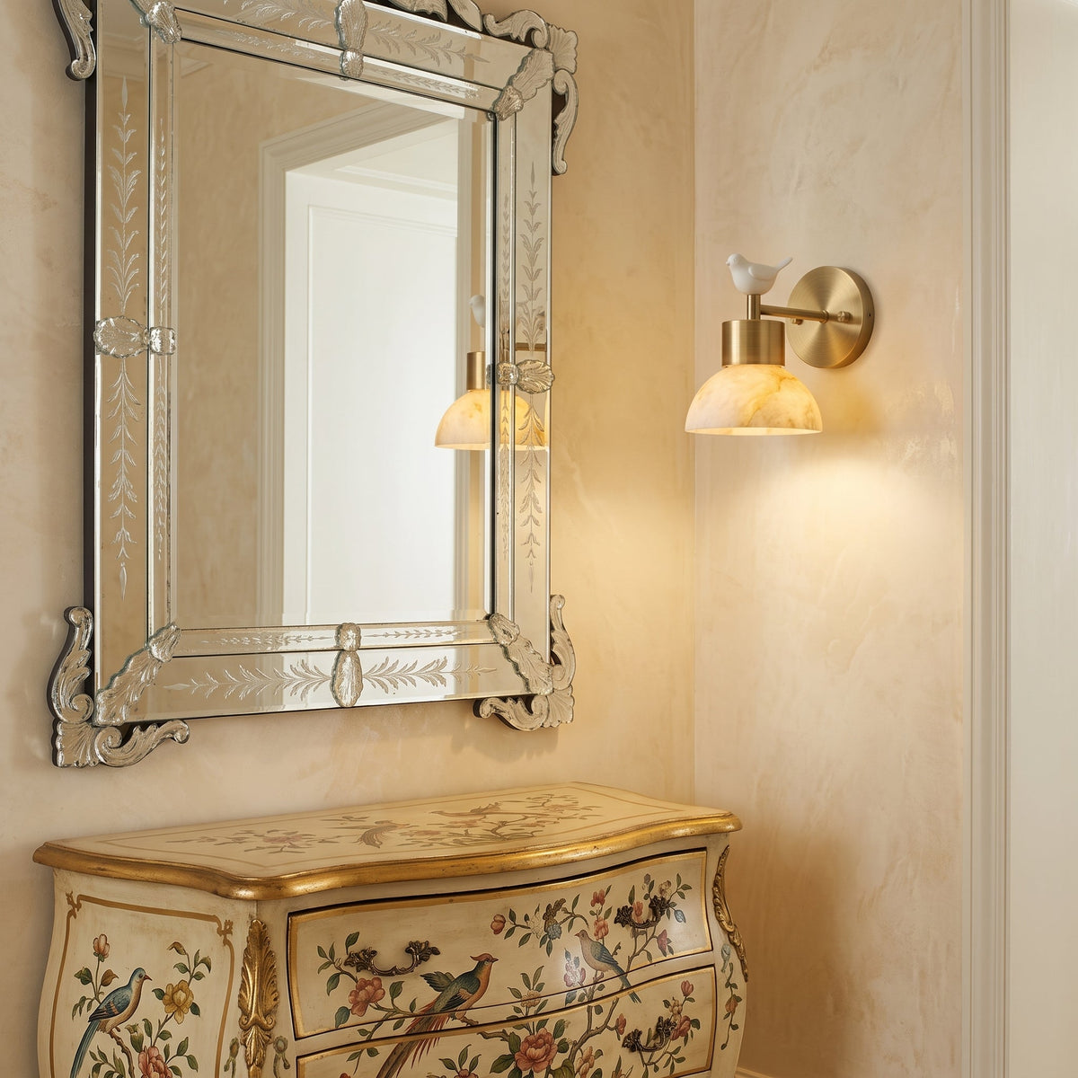 Iverford Bird Alabaster Wall Sconce