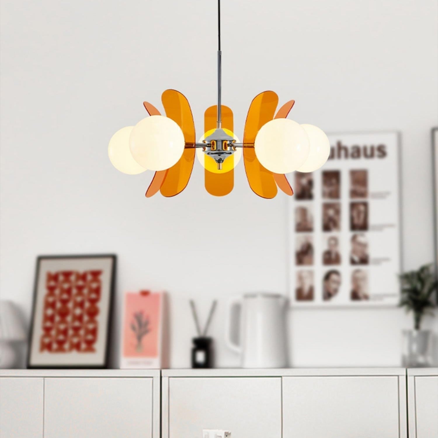 Prism Creativity Sputnik Orange Glass Chandelier