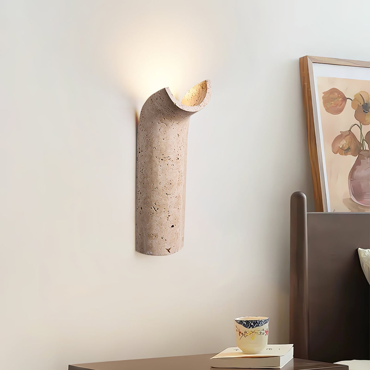 Lycoris Travertine Tapered Wall Light