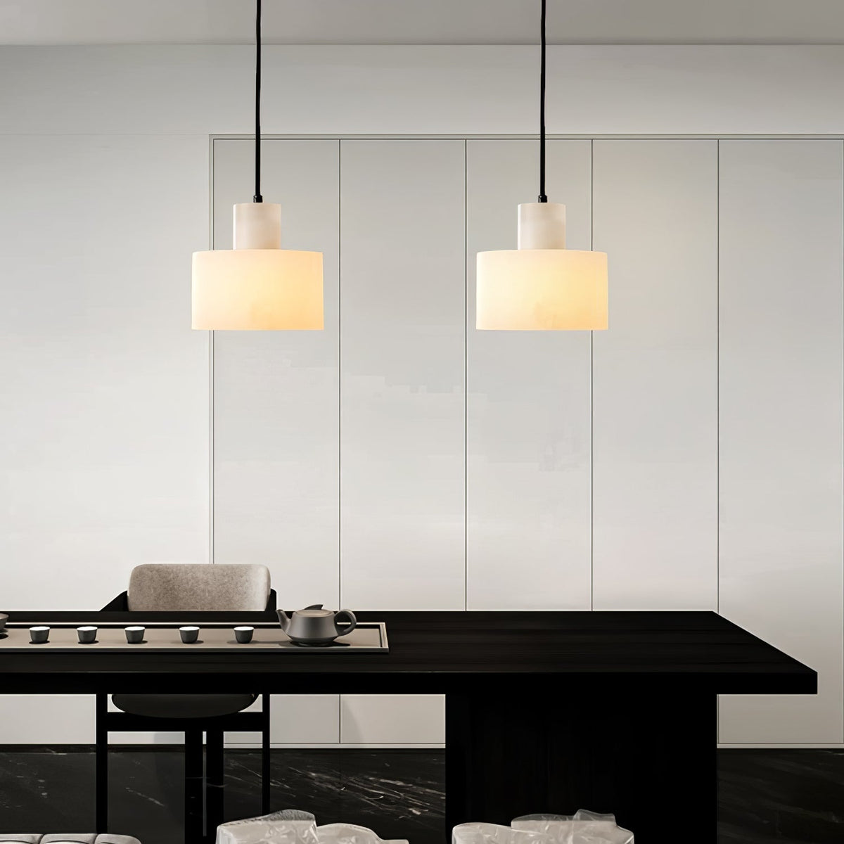 Alabaster Pendant Lgiht Dual Cylindrical
