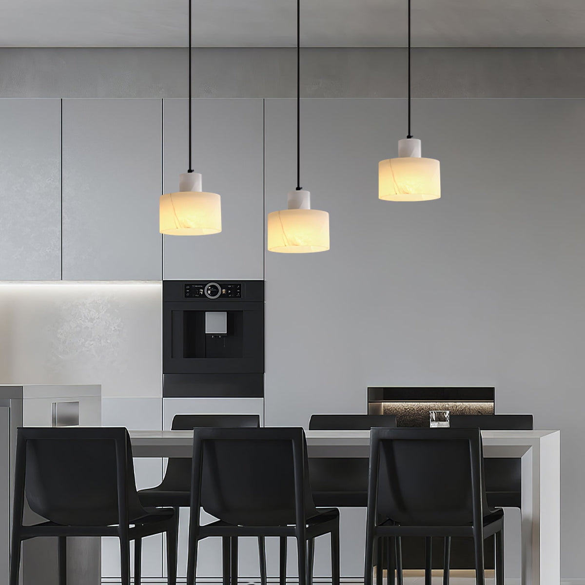 Alabaster Pendant Lgiht Dual Cylindrical