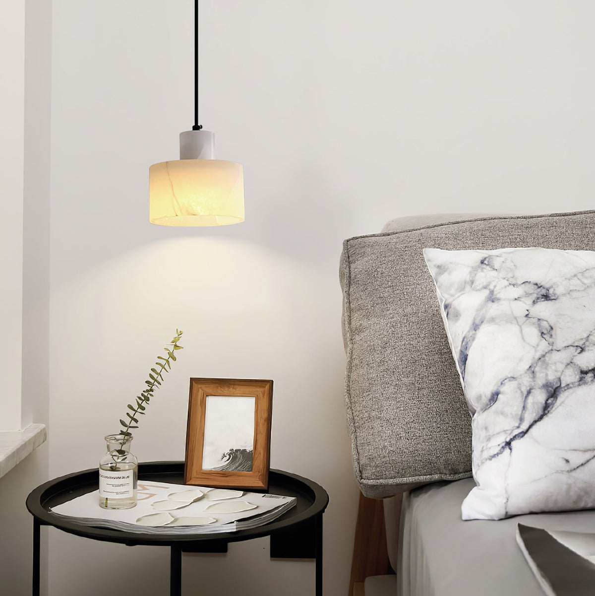 Alabaster Pendant Lgiht Dual Cylindrical