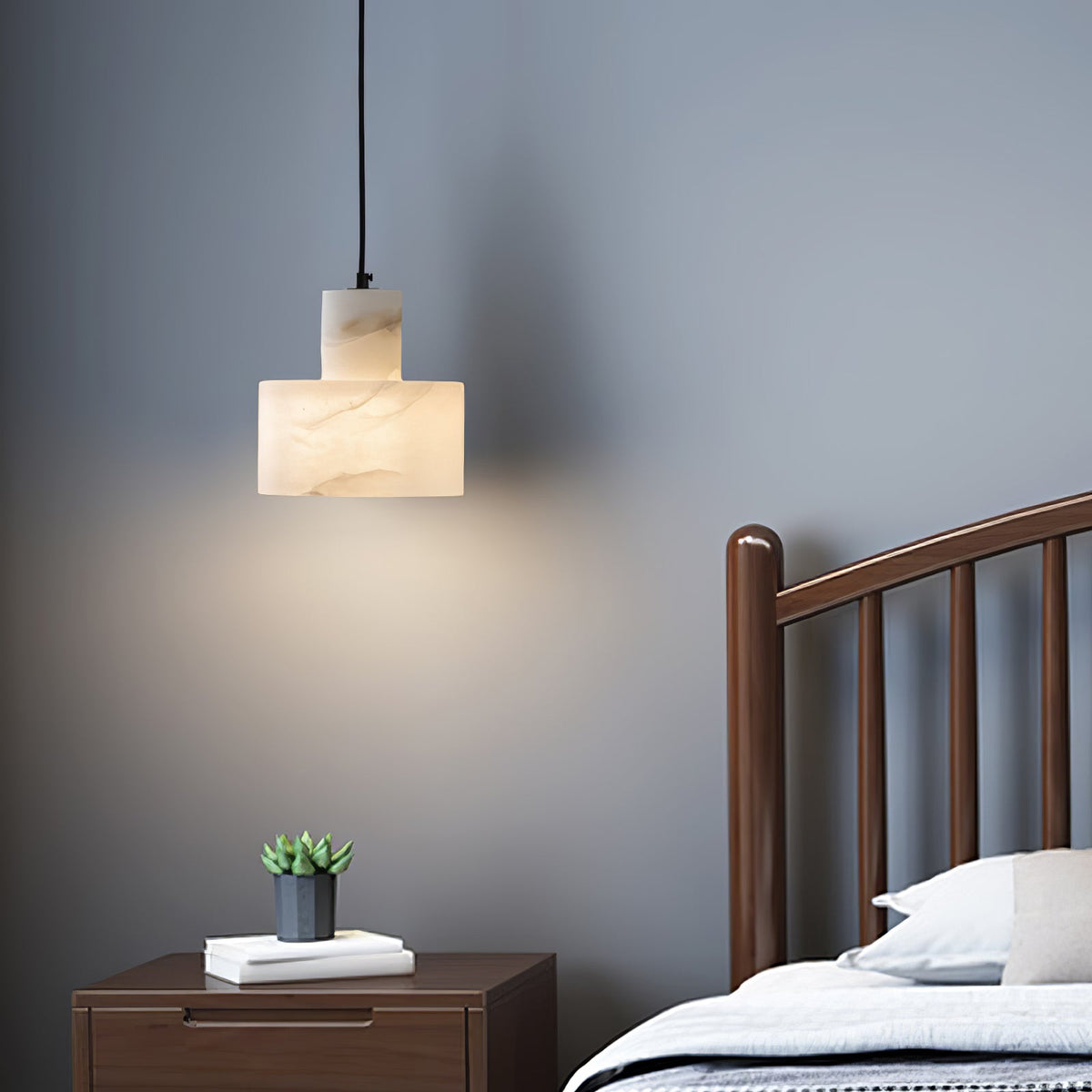 Alabaster Pendant Lgiht Dual Cylindrical