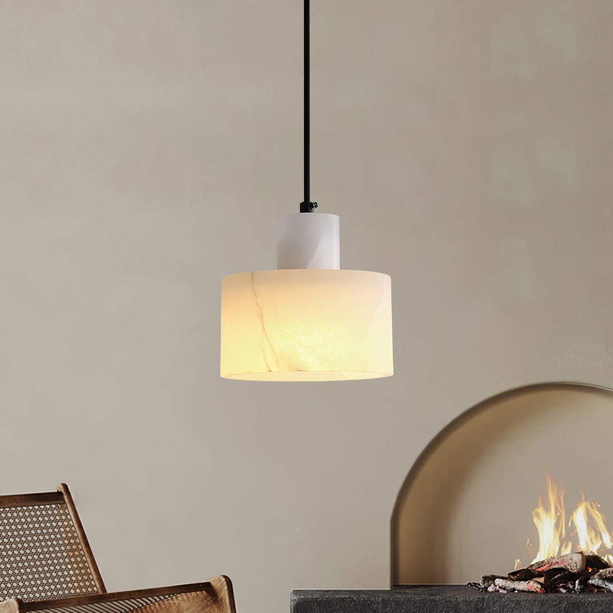 Alabaster Pendant Lgiht Dual Cylindrical
