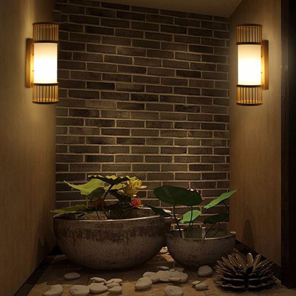 Kekipam Wall Lamp Rustic, Kekipam Rattan Weaving LED, Hallway Wall Sconce