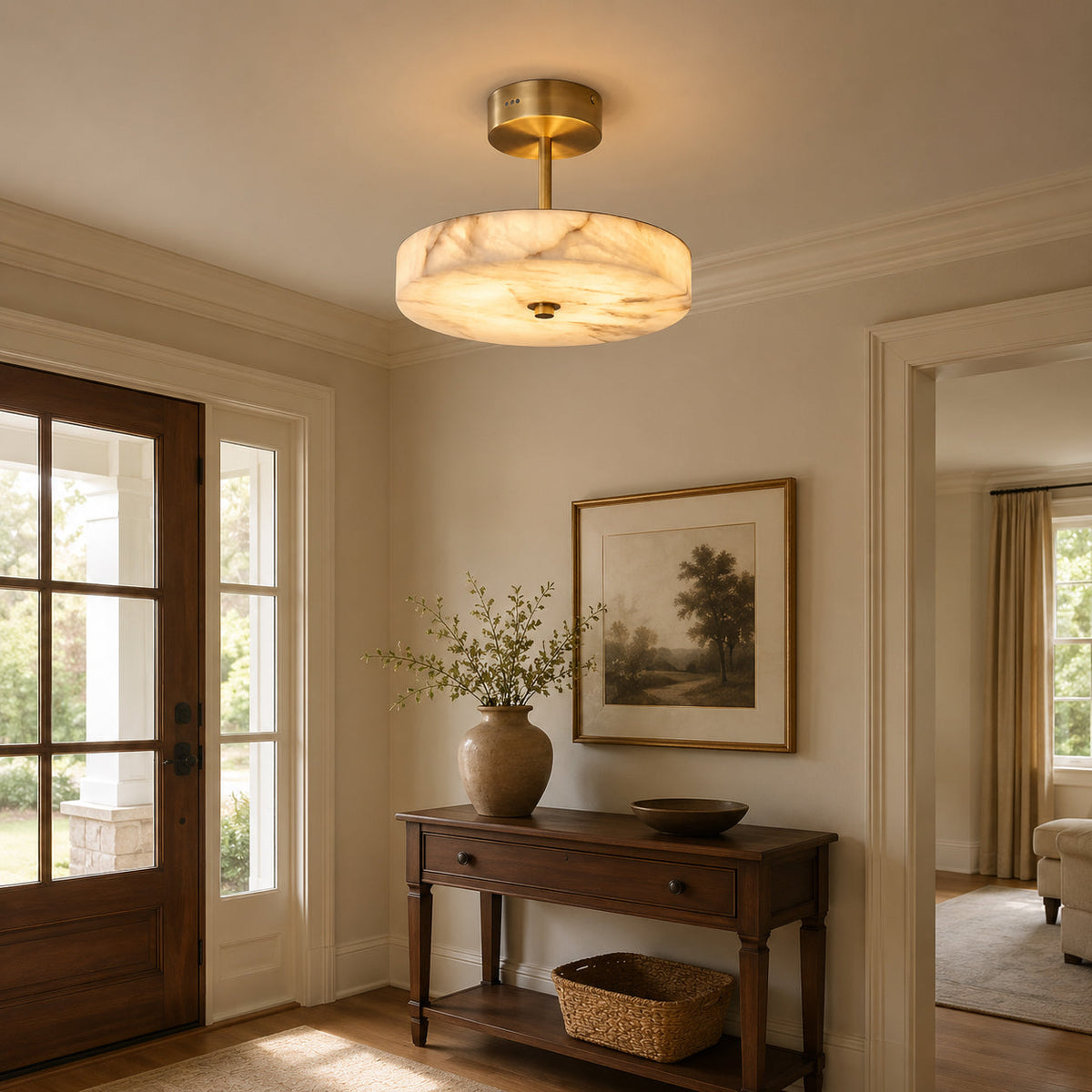Nivisena Alabaster Semi-Flush Mount