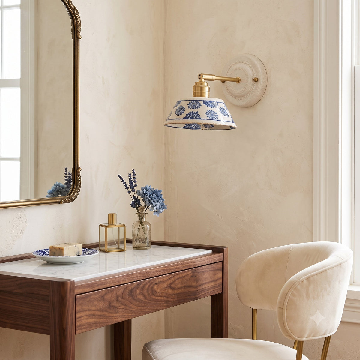 Lumalira Indigo Ceramics Wall Sconce