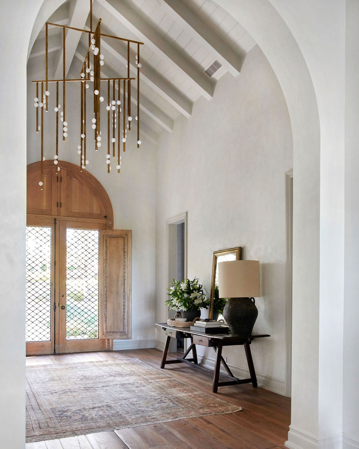 Bara Geometric Brass Linear Pendant Light Chandelier