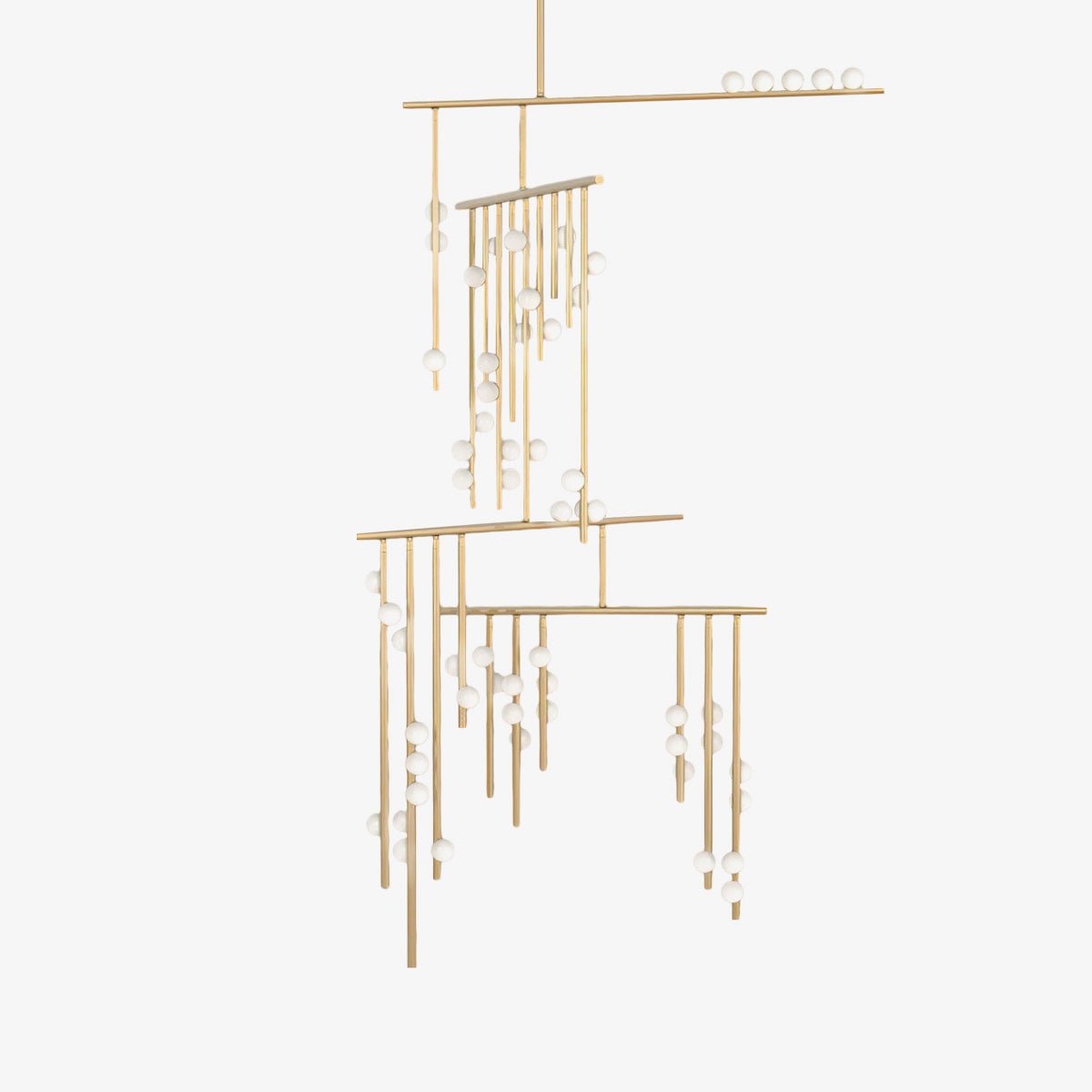 Bara Geometric Brass Linear Pendant Light Chandelier