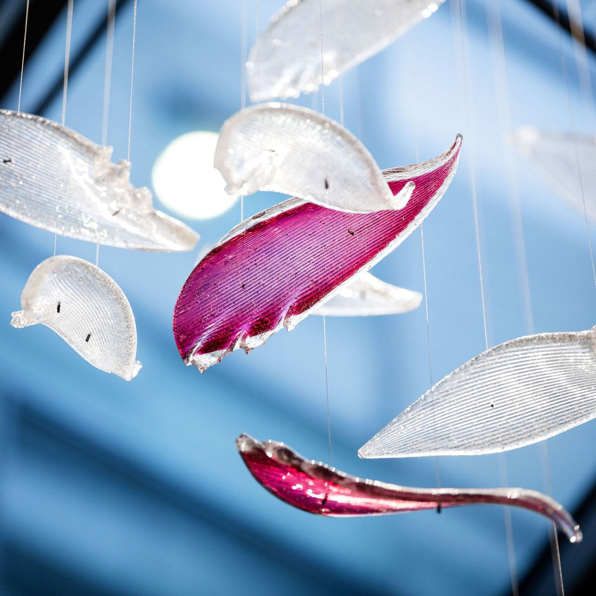 Zathaara Glass Feather Shape Chandelier