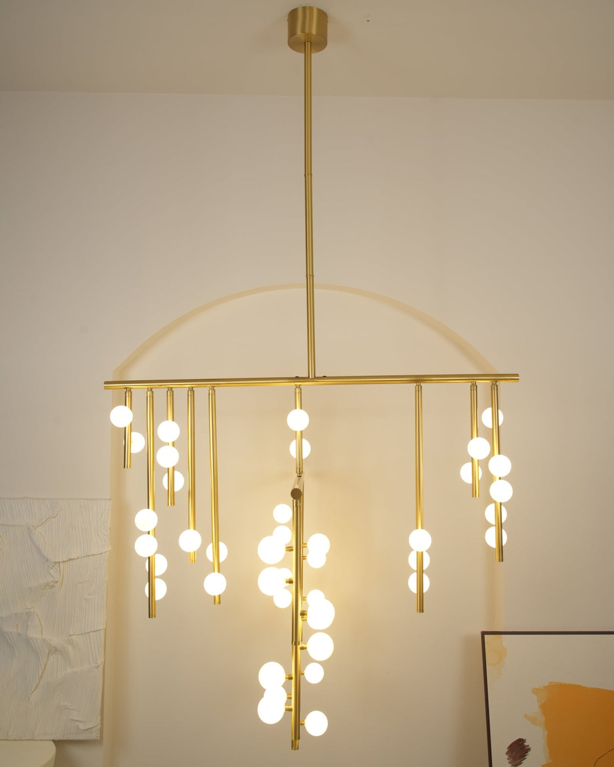 Bara Geometric Brass Linear Pendant Light Chandelier