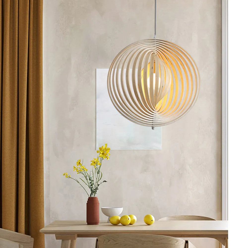 Rovukak Japanese LED Pendant Light Black/Gold Wood Bedroom/Bar