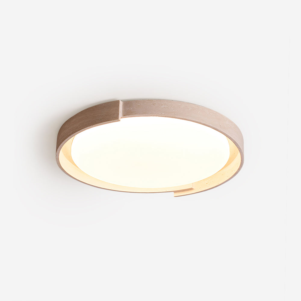 Solen Ceiling Light Minimalist Round Travertine